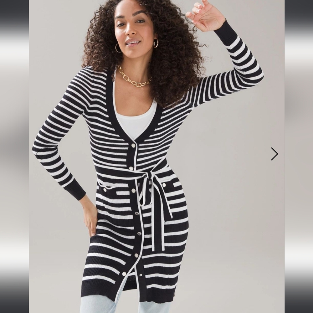 WHBM Long Sleeve Striped Duster